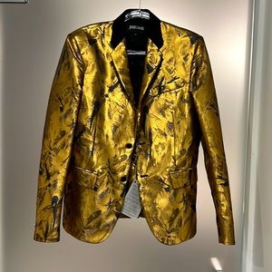 Just Cavalli fashion jacket. Very special. Gold. Size 48. New with tags.